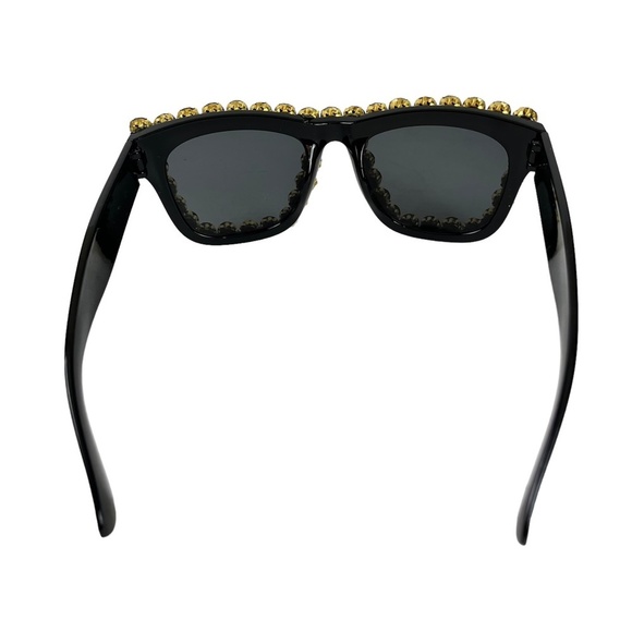 SUNGLASSES SUN GLASSES SHADES Black Rhinestone Bling Plastic Frame Gold Beach - Picture 9 of 16
